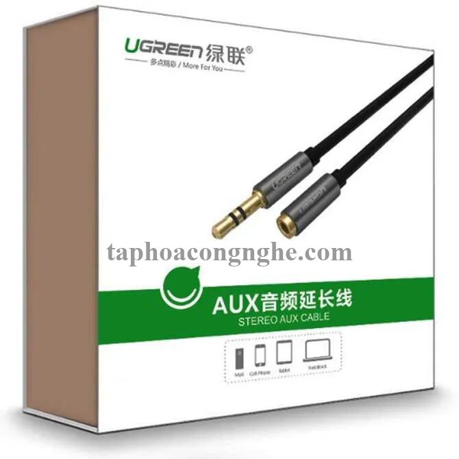 Ugreen 10538 5M màu Đen Cáp âm thanh 3.5mm nối dài AV118 30010538